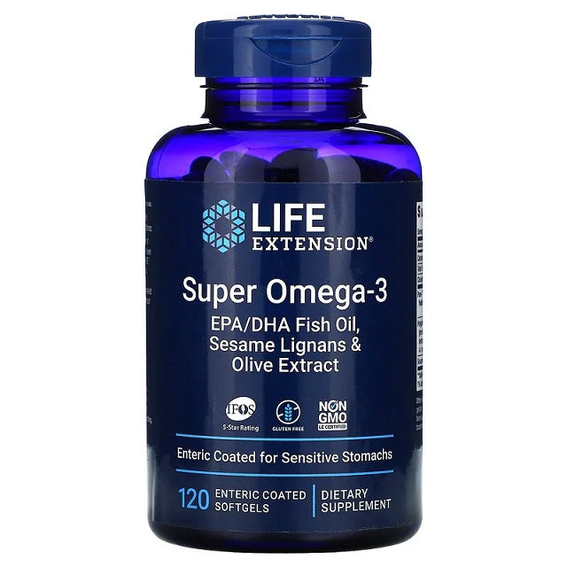 Super Omega-3 EPA/DHA with Sesame Lignans & Olive Extract - 120 enteric coated softgels