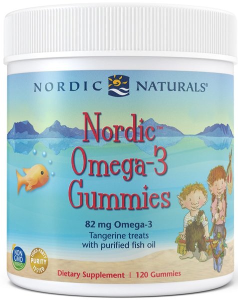 Nordic Omega-3 Gummies, 82mg Tangerine Treats - 120 gummies