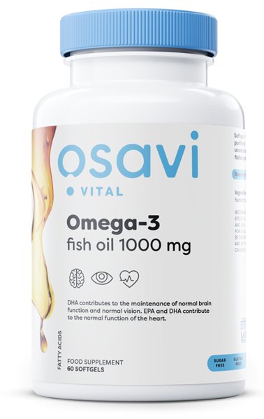 Omega-3 Fish Oil Molecularly Distilled, 1000mg - 60 softgels