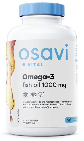 Omega-3 Fish Oil Molecularly Distilled, 1000mg - 180 softgels