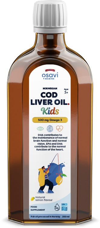 Norwegian Cod Liver Oil Kids, 500mg Omega 3 (Lemon) - 250 ml.