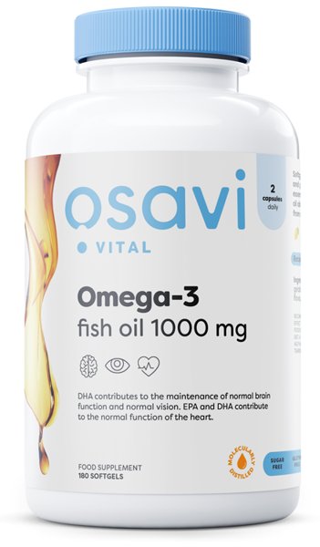 Omega-3 Fish Oil Molecularly Distilled, 1000mg (Lemon) - 180 softgels